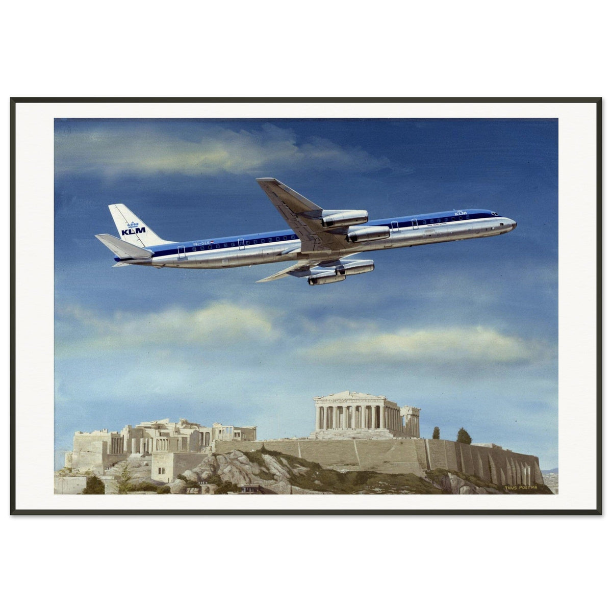Thijs Postma - Poster - 1967 Douglas DC-8-63 Acropolis - Metal Frame Poster - Metal Frame TP Aviation Art 70x100 cm / 28x40″ 