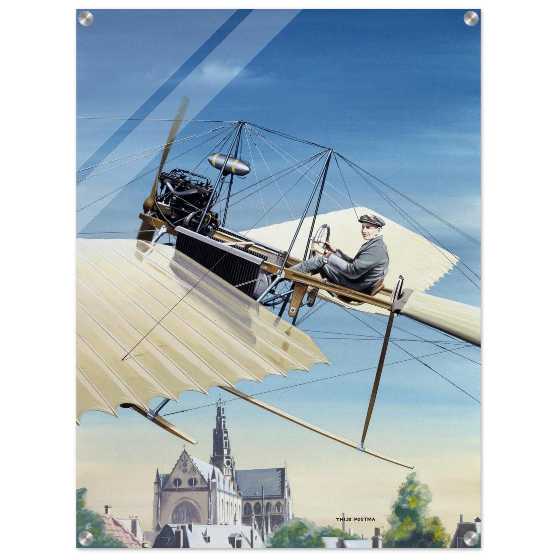 Thijs Postma - Poster - Acrylic - Fokker Spin No. 3 Haarlem Acrylic Print TP Aviation Art 60x80 cm / 24x32″ 