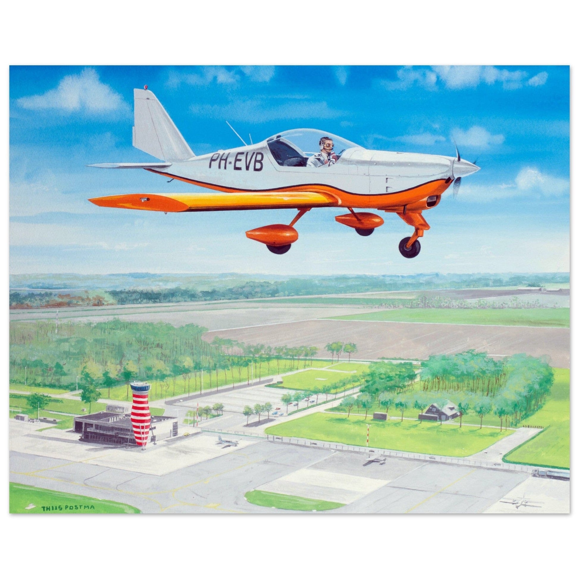 Thijs Postma - Poster - Aero AT-3 Over Lelystad PH-EVB Poster Only TP Aviation Art 40x50 cm / 16x20″ 