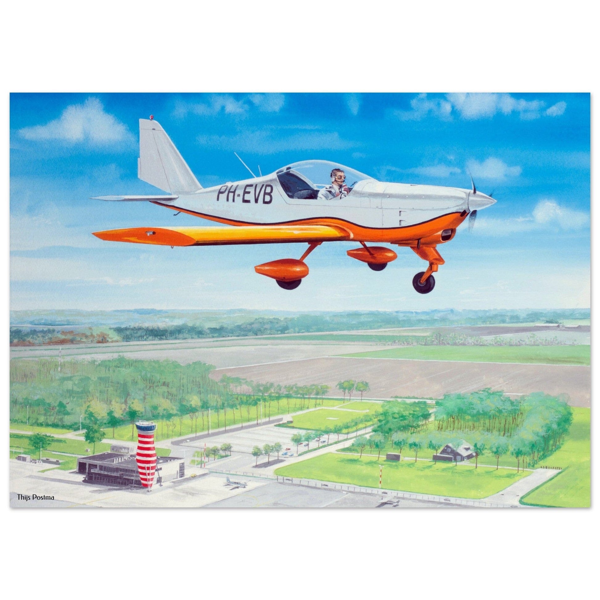 Thijs Postma - Poster - Aero AT-3 Over Lelystad PH-EVB Poster Only TP Aviation Art 50x70 cm / 20x28″ 