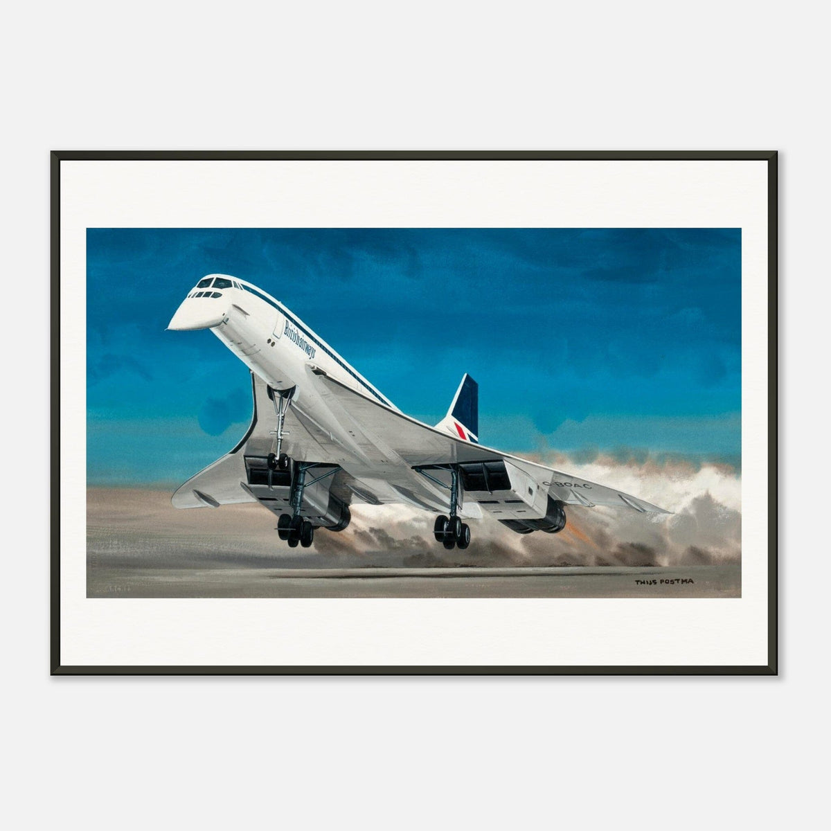 Thijs Postma - Poster - Aerospatiale-BAe Concorde Taking Off - Metal Frame Poster - Metal Frame TP Aviation Art 50x70 cm / 20x28″ 