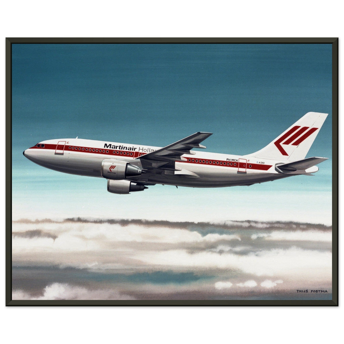 Thijs Postma - Poster - Airbus A310 Martinair - Metal Frame Poster - Metal Frame TP Aviation Art 40x50 cm / 16x20″ 