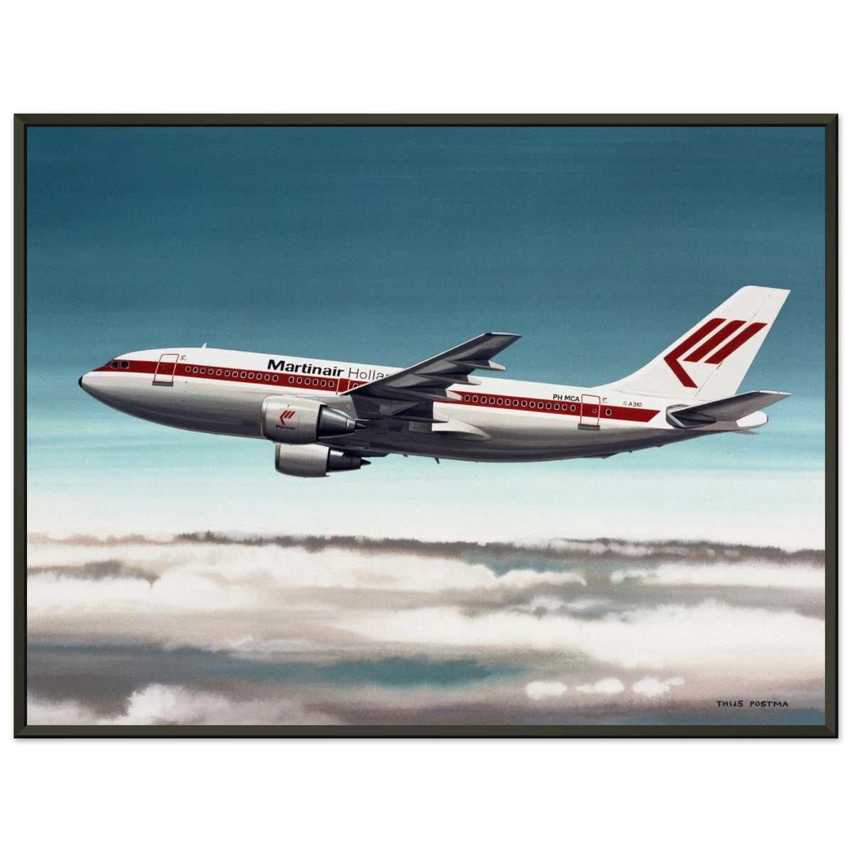 Thijs Postma - Poster - Airbus A310 Martinair - Metal Frame Poster - Metal Frame TP Aviation Art 45x60 cm / 18x24″ 