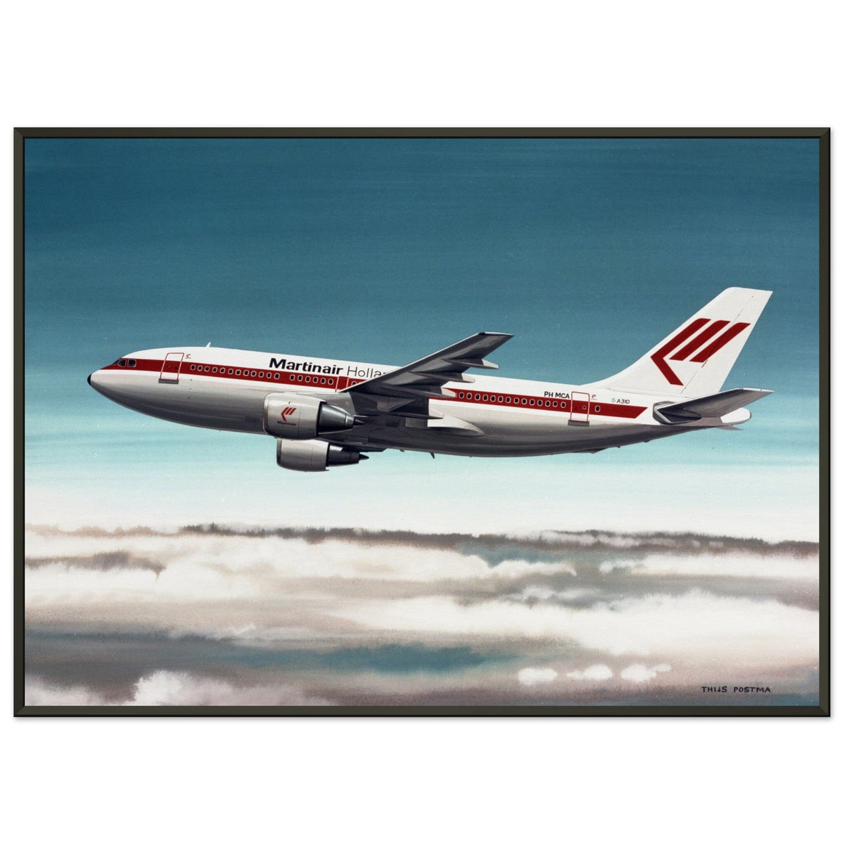 Thijs Postma - Poster - Airbus A310 Martinair - Metal Frame Poster - Metal Frame TP Aviation Art 50x70 cm / 20x28″ 