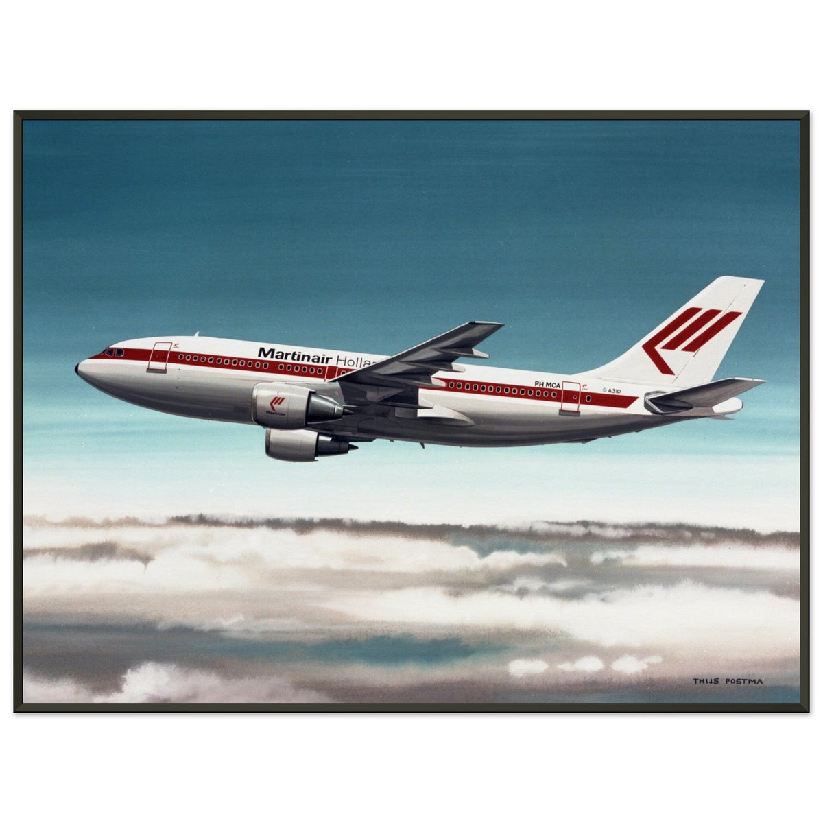 Thijs Postma - Poster - Airbus A310 Martinair - Metal Frame Poster - Metal Frame TP Aviation Art 60x80 cm / 24x32″ 