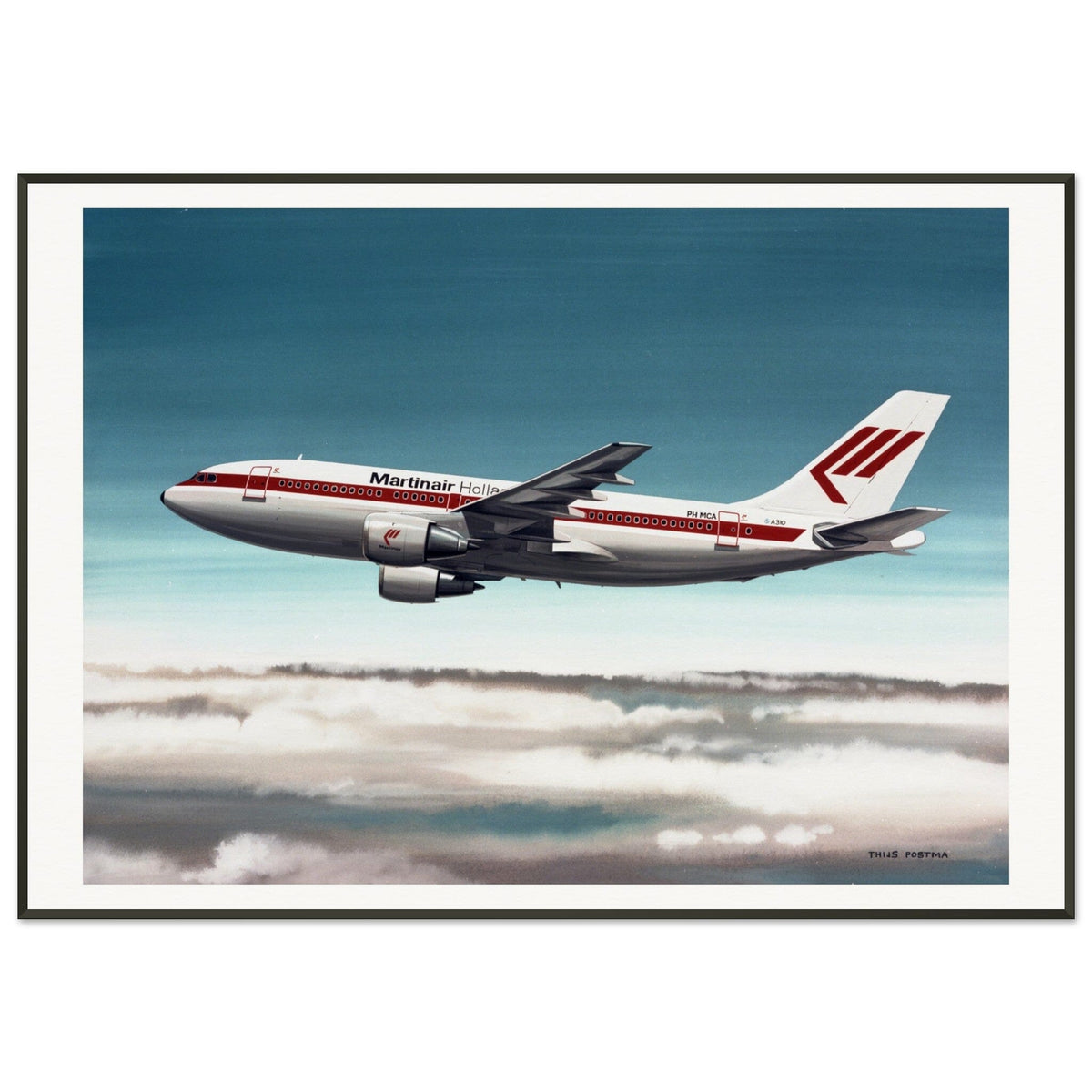 Thijs Postma - Poster - Airbus A310 Martinair - Metal Frame Poster - Metal Frame TP Aviation Art 70x100 cm / 28x40″ 