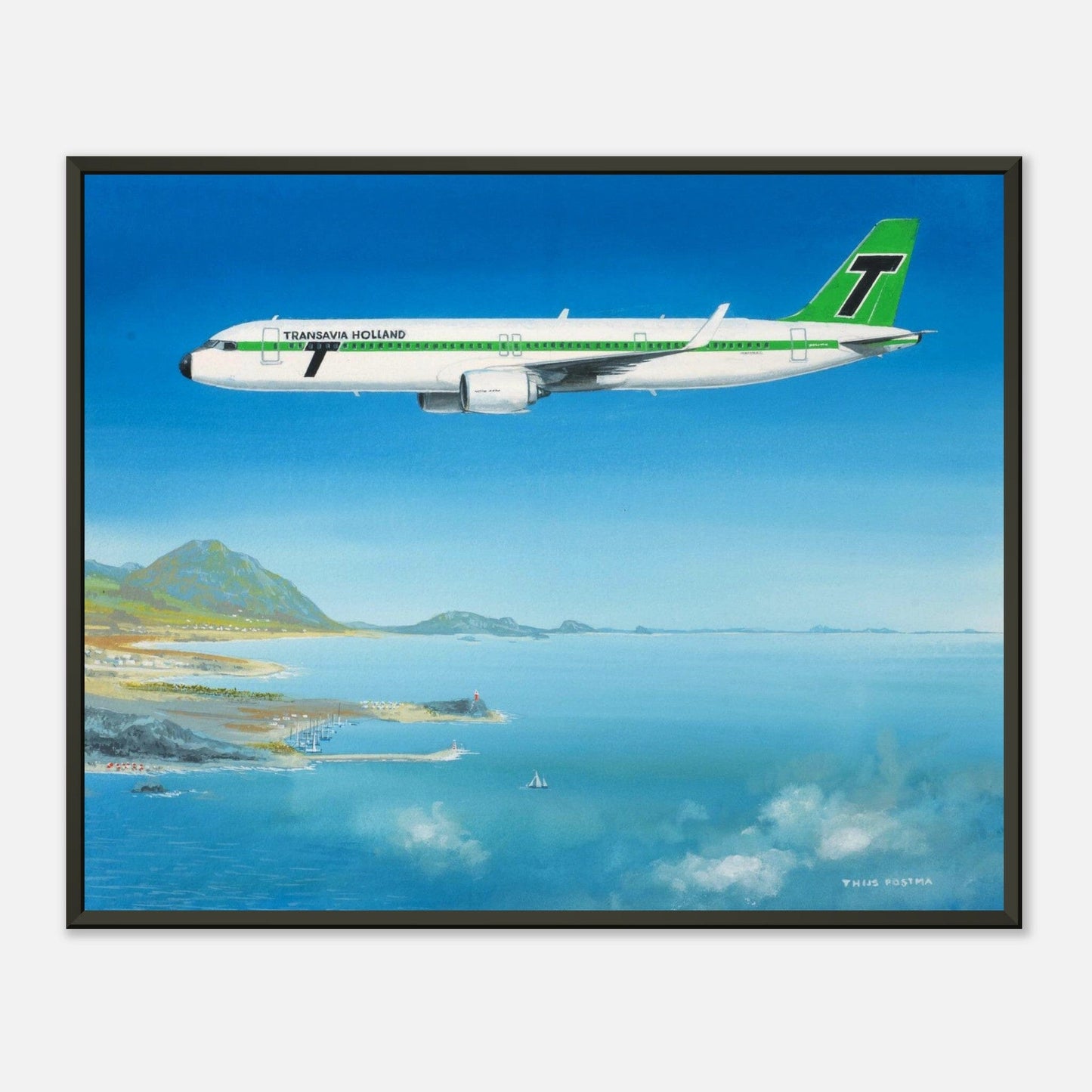 Thijs Postma - Poster - Airbus A321neo Transavia - Metal Frame Poster - Metal Frame TP Aviation Art 40x50 cm / 16x20″ 