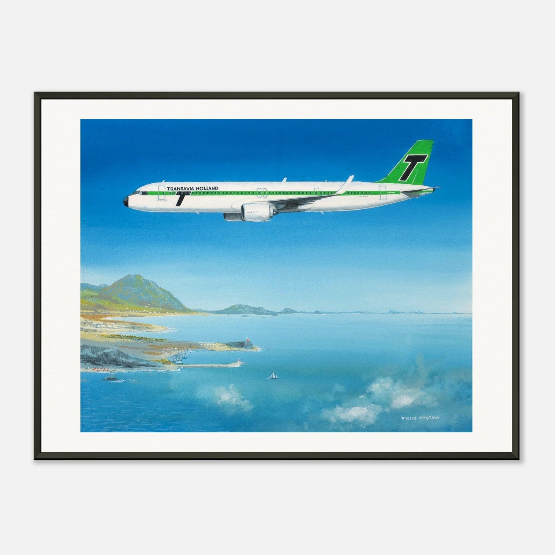 Thijs Postma - Poster - Airbus A321neo Transavia - Metal Frame Poster - Metal Frame TP Aviation Art 45x60 cm / 18x24″ 