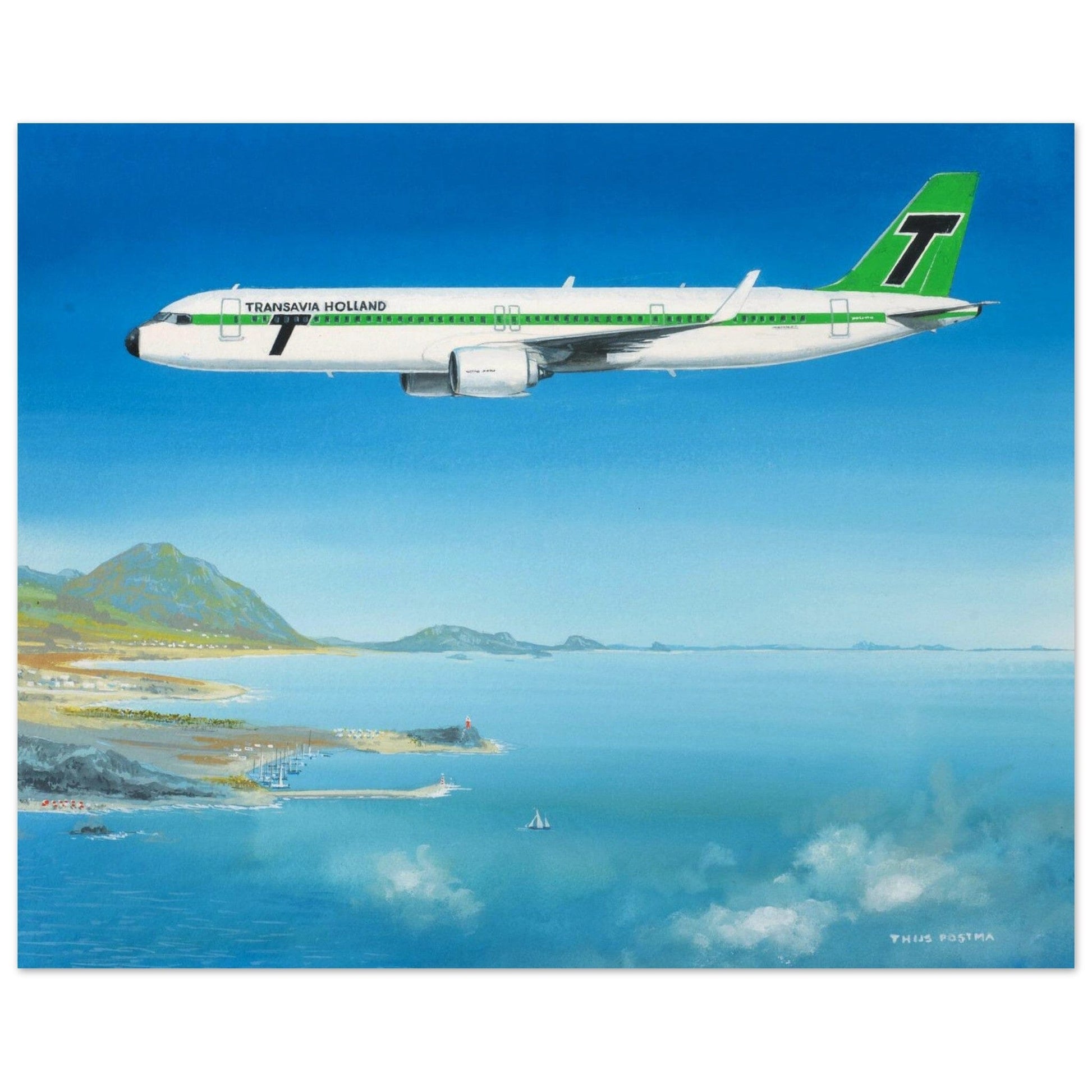 Thijs Postma - Poster - Airbus A321neo Transavia Poster Only TP Aviation Art 40x50 cm / 16x20″ 