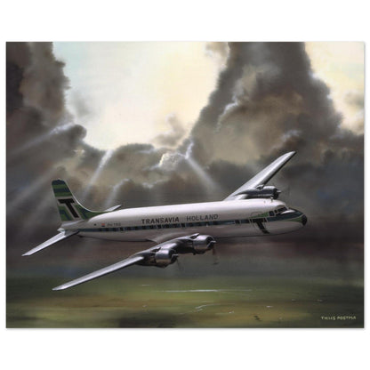Thijs Postma - Poster - Aluminum - Douglas DC-6 Transavia Open Skies Aluminum Print TP Aviation Art 40x50 cm / 16x20″ 