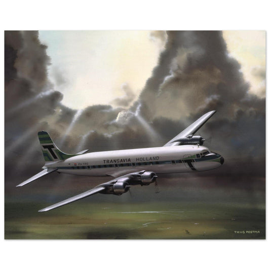 Thijs Postma - Poster - Aluminum - Douglas DC-6 Transavia Open Skies Aluminum Print TP Aviation Art 40x50 cm / 16x20″ 
