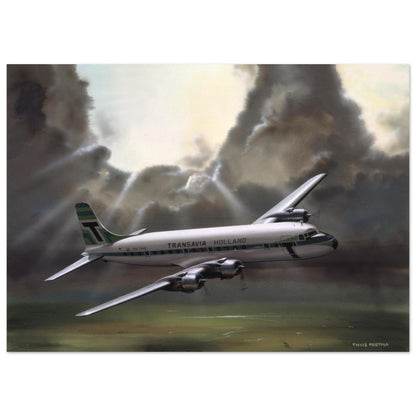 Thijs Postma - Poster - Aluminum - Douglas DC-6 Transavia Open Skies Aluminum Print TP Aviation Art 50x70 cm / 20x28″ 