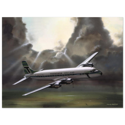 Thijs Postma - Poster - Aluminum - Douglas DC-6 Transavia Open Skies Aluminum Print TP Aviation Art 60x80 cm / 24x32″ 