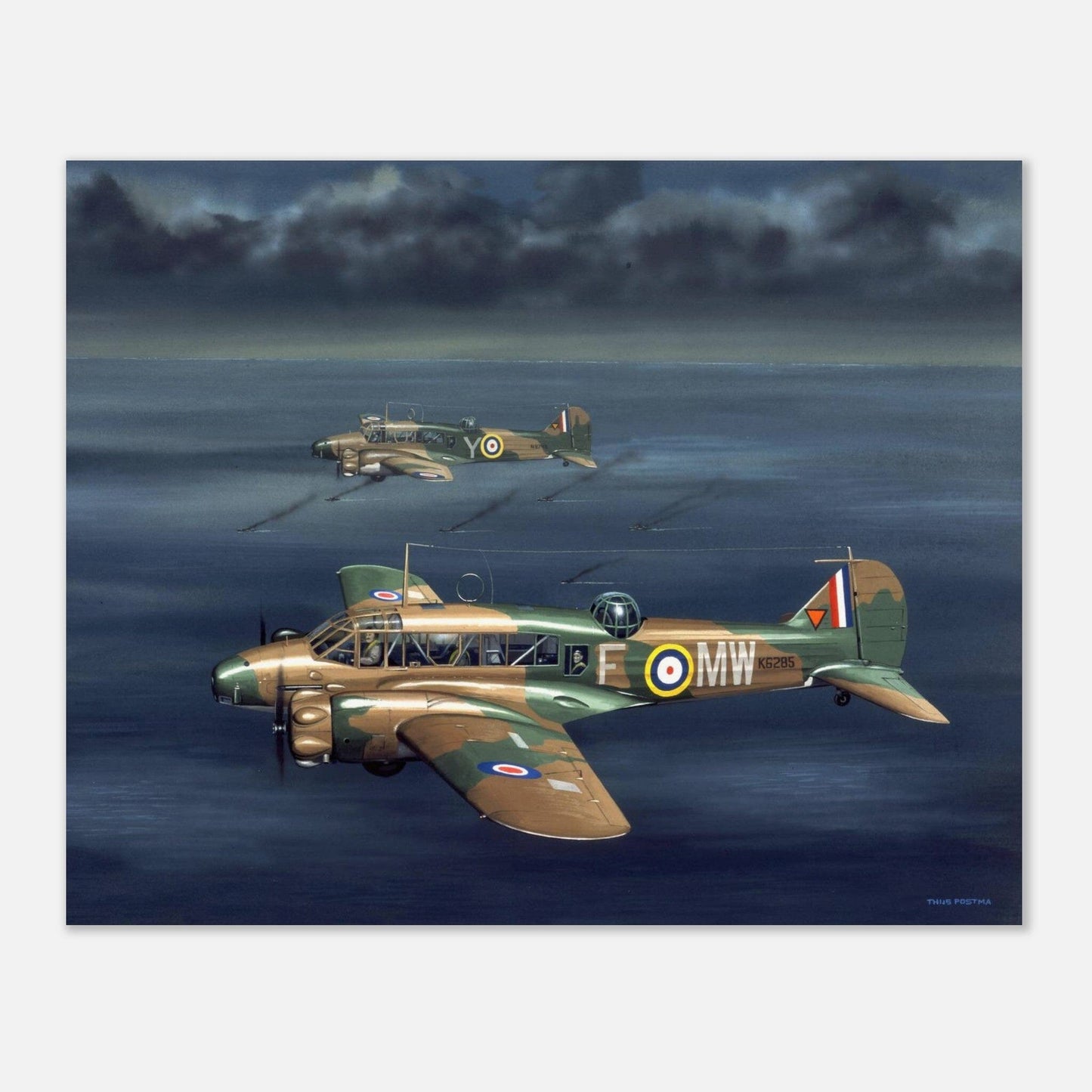 Thijs Postma - Poster - Avro Anson Over Irish Sea Poster Only TP Aviation Art 40x50 cm / 16x20″ 