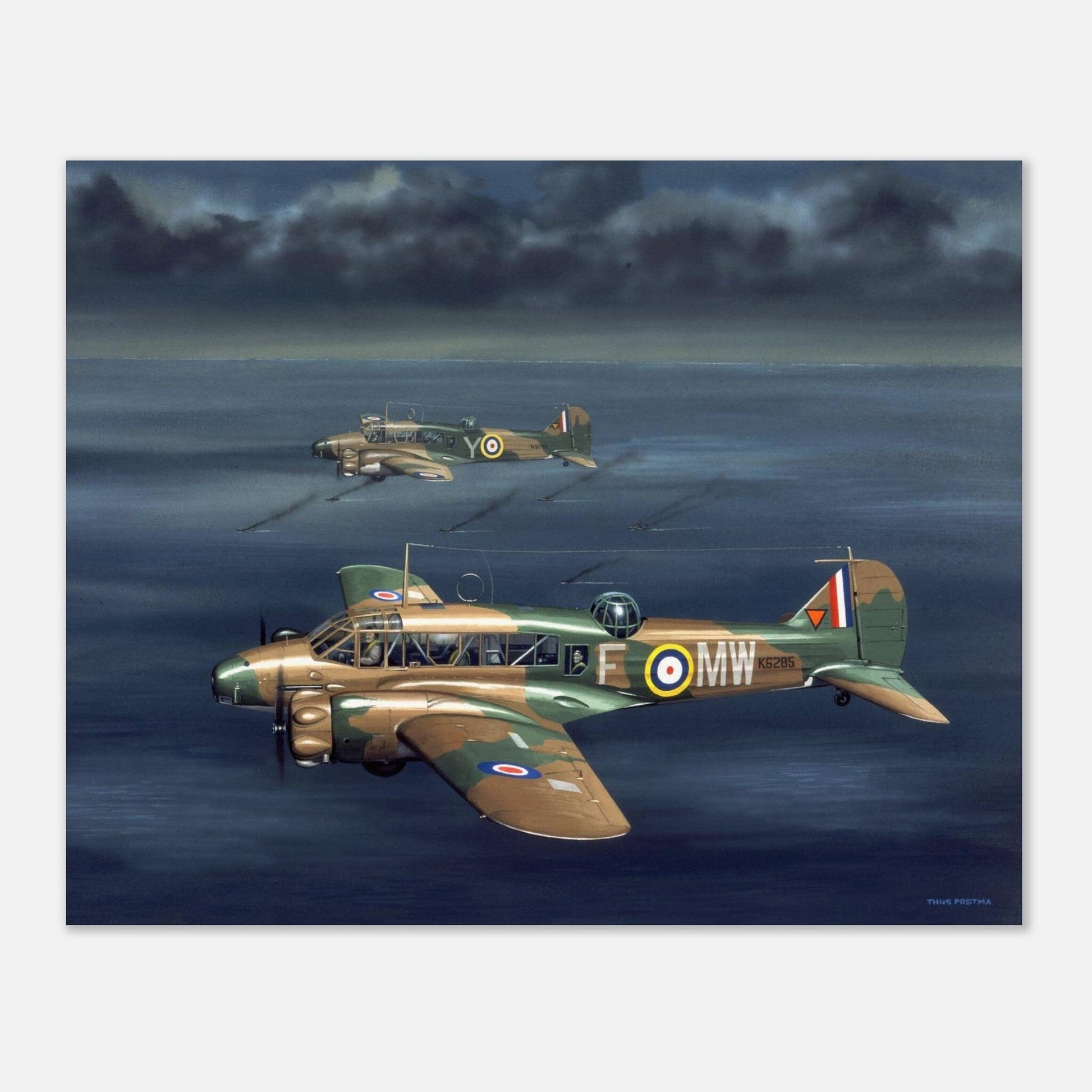 Thijs Postma - Poster - Avro Anson Over Irish Sea Poster Only TP Aviation Art 40x50 cm / 16x20″ 