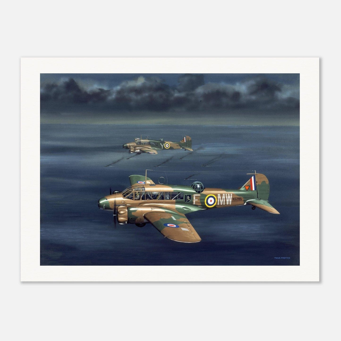 Thijs Postma - Poster - Avro Anson Over Irish Sea Poster Only TP Aviation Art 60x80 cm / 24x32″ 