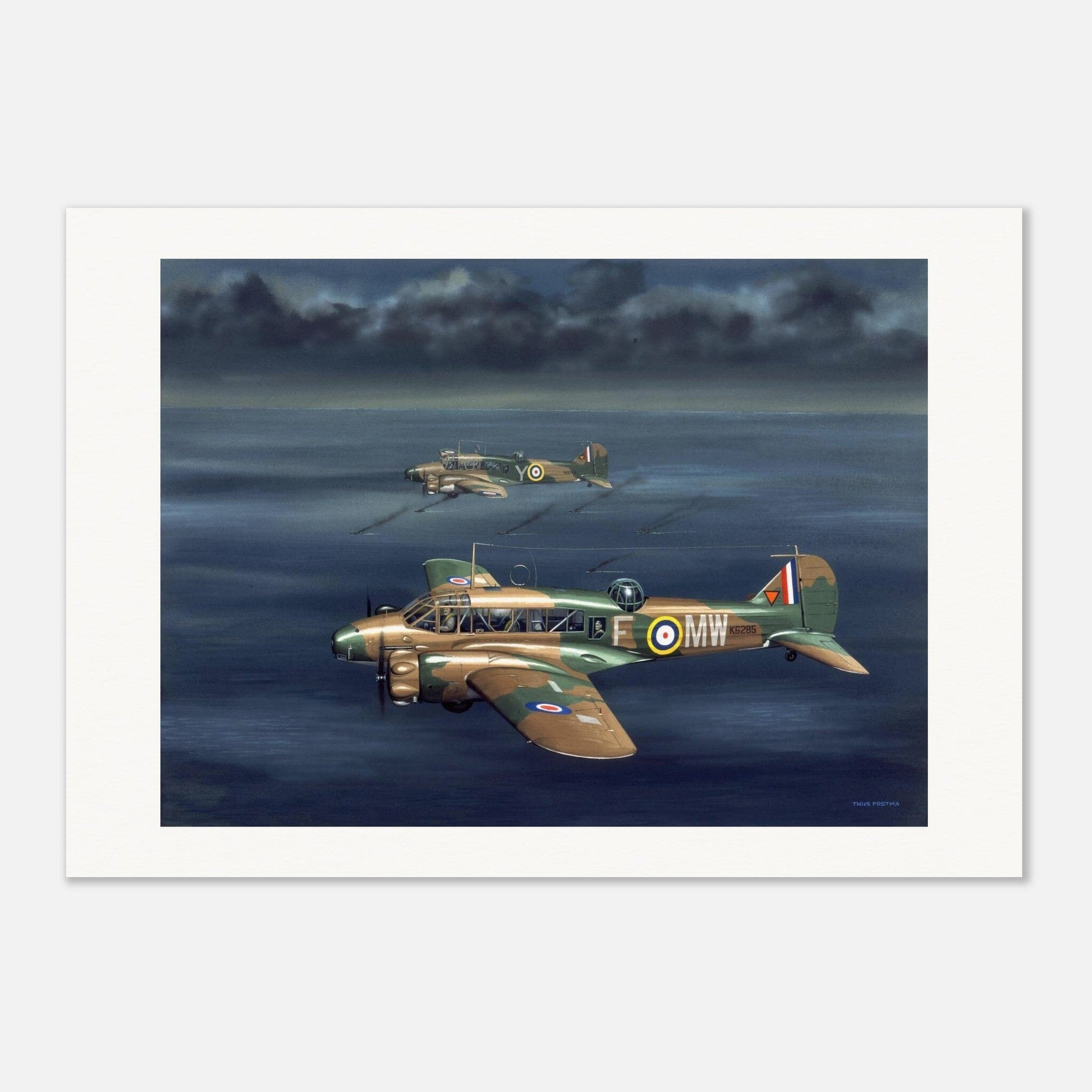 Thijs Postma - Poster - Avro Anson Over Irish Sea Poster Only TP Aviation Art 70x100 cm / 28x40″ 