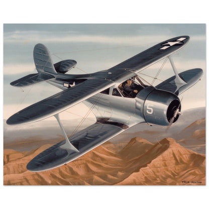 Thijs Postma - Poster - Beechcraft 17 Staggerwing USN Poster Only TP Aviation Art 40x50 cm / 16x20″ 