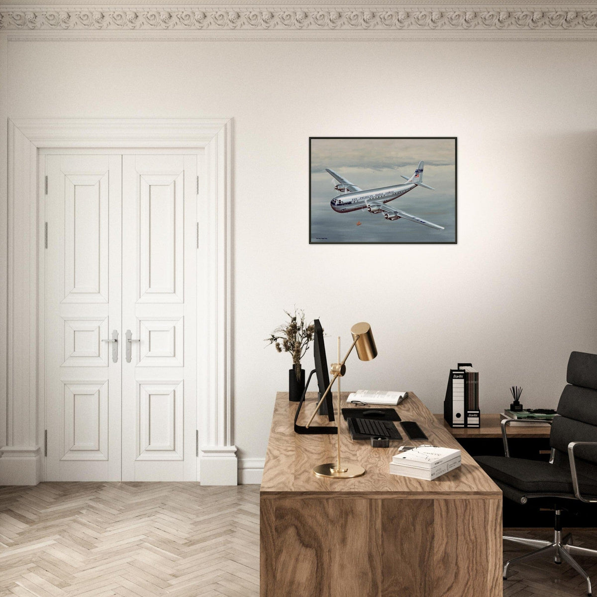 Thijs Postma - Poster - Boeing 377 Stratocruiser In The Far East - Metal Frame Poster - Metal Frame TP Aviation Art 
