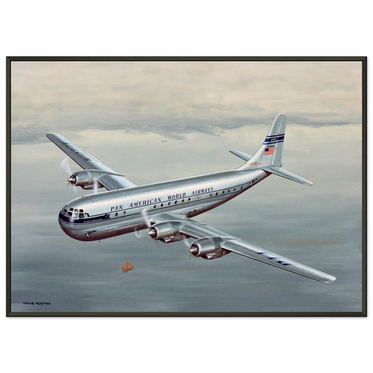 Thijs Postma - Poster - Boeing 377 Stratocruiser In The Far East - Metal Frame Poster - Metal Frame TP Aviation Art 50x70 cm / 20x28″ 