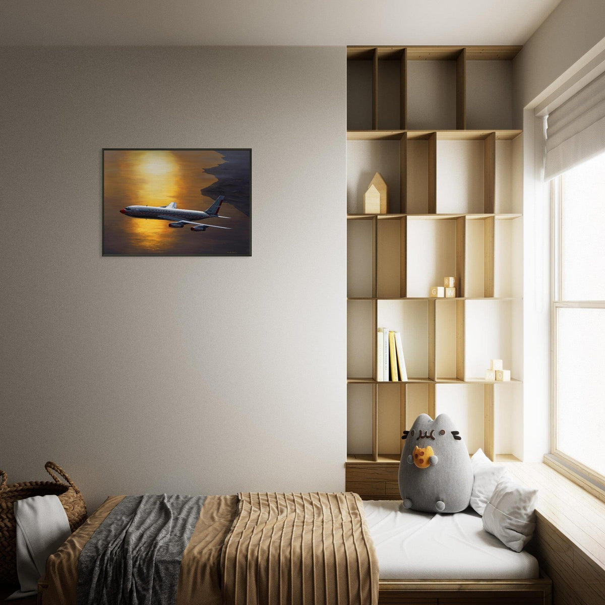 Thijs Postma - Poster - Boeing 707 Against The Sun - Metal Frame Poster - Metal Frame TP Aviation Art 