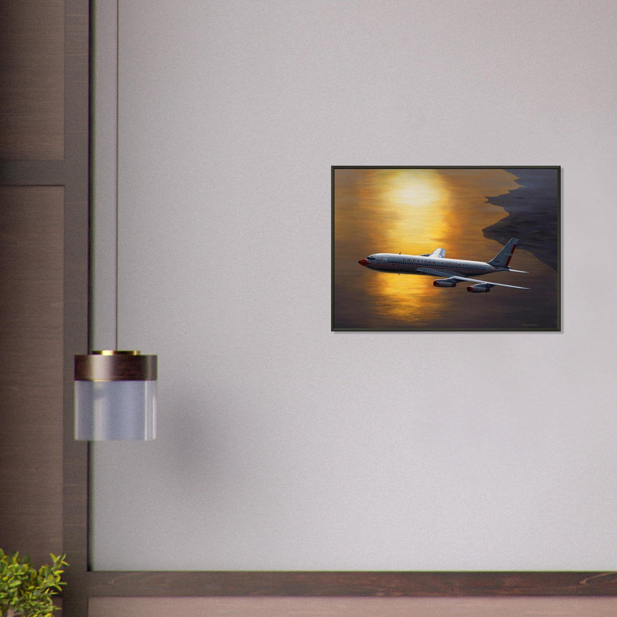 Thijs Postma - Poster - Boeing 707 Against The Sun - Metal Frame Poster - Metal Frame TP Aviation Art 
