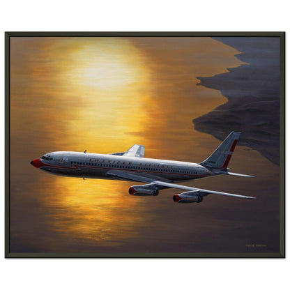 Thijs Postma - Poster - Boeing 707 Against The Sun - Metal Frame Poster - Metal Frame TP Aviation Art 40x50 cm / 16x20″ 