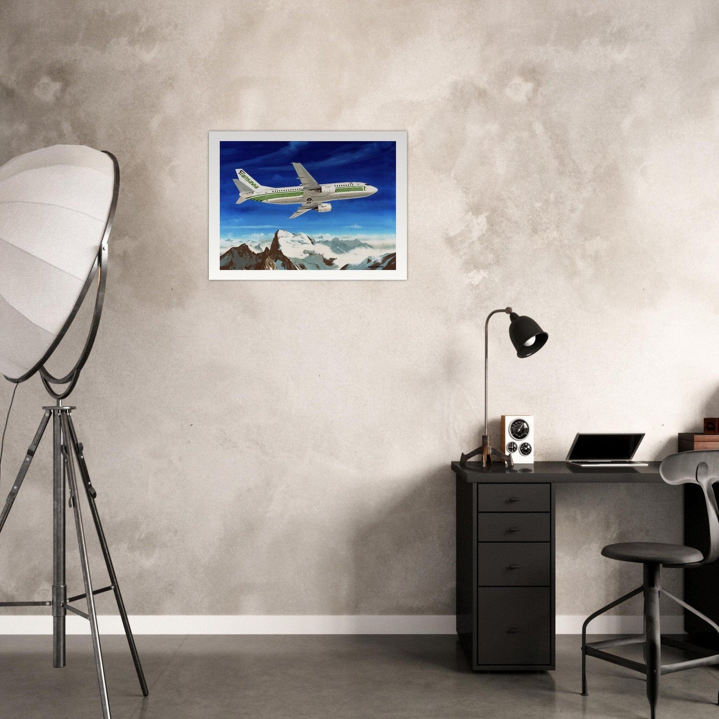 Thijs Postma - Poster - Boeing 737-300 Transavia Over Alps PH-HVN Poster Only TP Aviation Art 