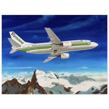 Thijs Postma - Poster - Boeing 737-300 Transavia Over Alps PH-HVN Poster Only TP Aviation Art 45x60 cm / 18x24″ 