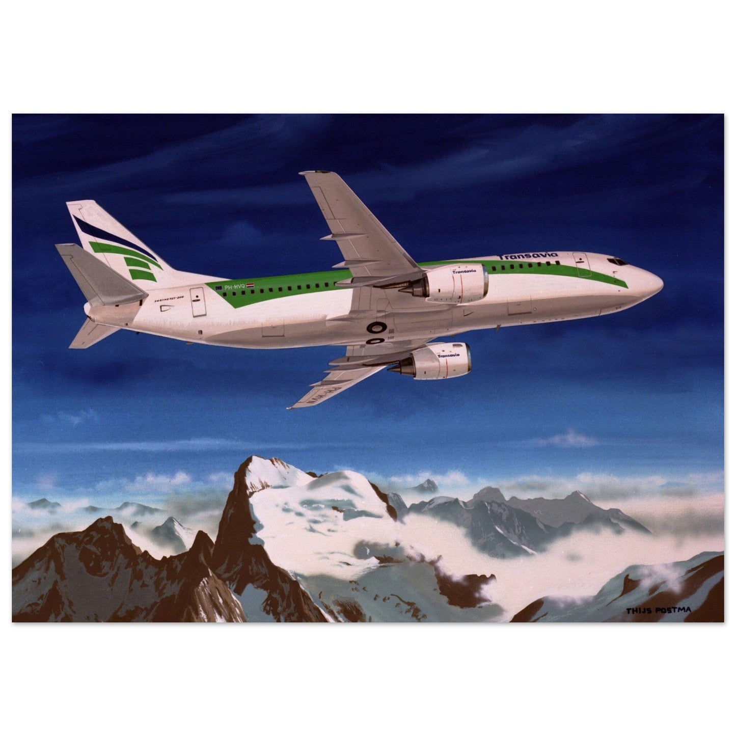 Thijs Postma - Poster - Boeing 737-300 Transavia Over Alps Poster Only TP Aviation Art 50x70 cm / 20x28″ 