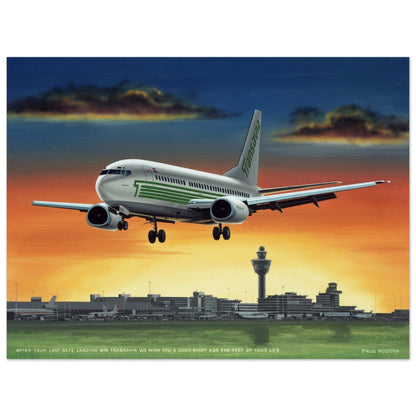 Thijs Postma - Poster - Boeing 737-300 Transavia Schiphol Sunset Poster Only TP Aviation Art 45x60 cm / 18x24″ 