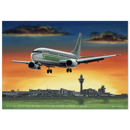 Thijs Postma - Poster - Boeing 737-300 Transavia Schiphol Sunset Poster Only TP Aviation Art 70x100 cm / 28x40″ 