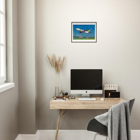 Thijs Postma - Poster - Boeing 737-700 Transavia Taking Off At Rotterdam - Metal Frame Poster - Metal Frame TP Aviation Art 