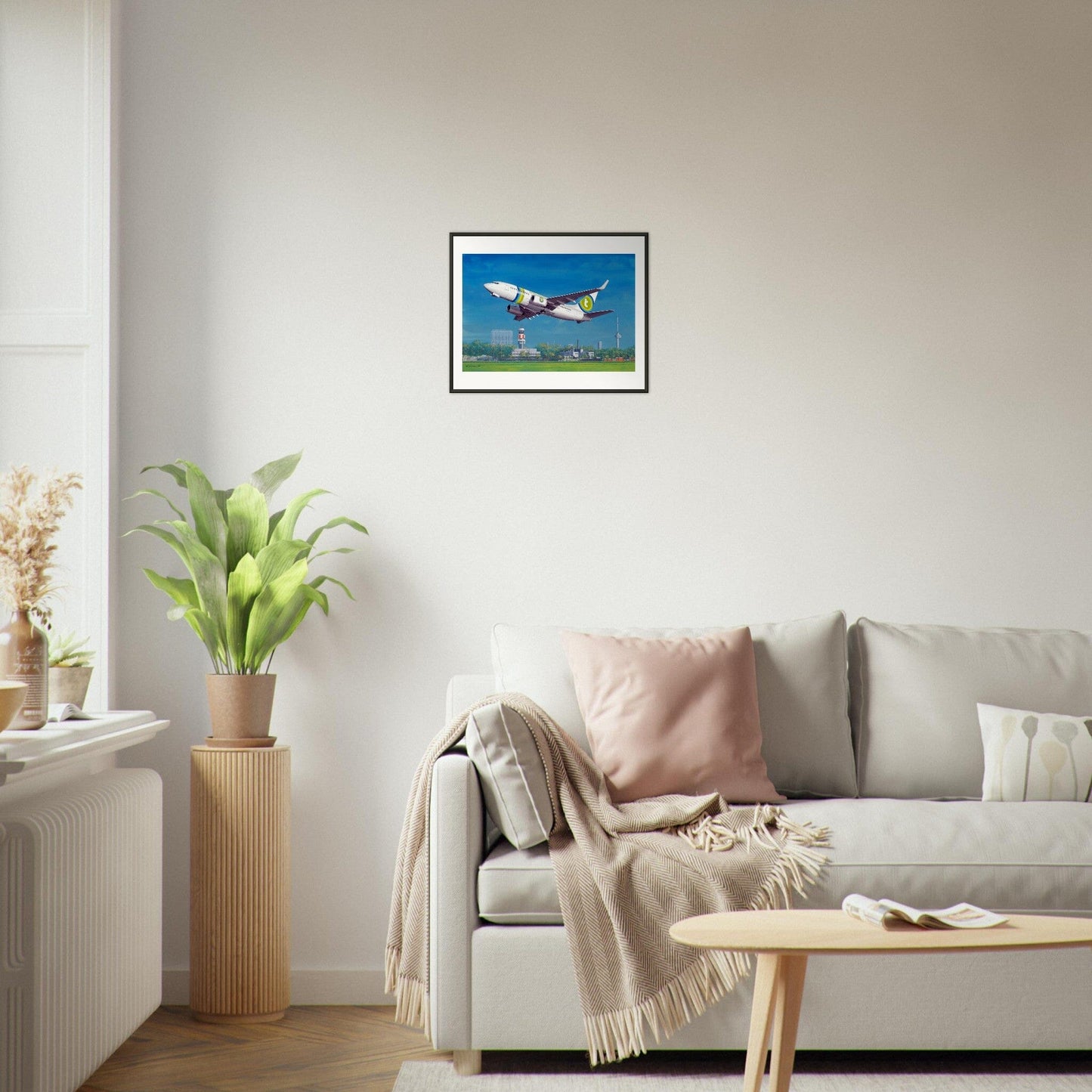 Thijs Postma - Poster - Boeing 737-700 Transavia Taking Off At Rotterdam - Metal Frame Poster - Metal Frame TP Aviation Art 