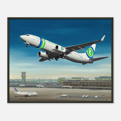 Thijs Postma - Poster - Boeing 737-800 Transavia Orly - Metal Frame Poster - Metal Frame TP Aviation Art 40x50 cm / 16x20″ 