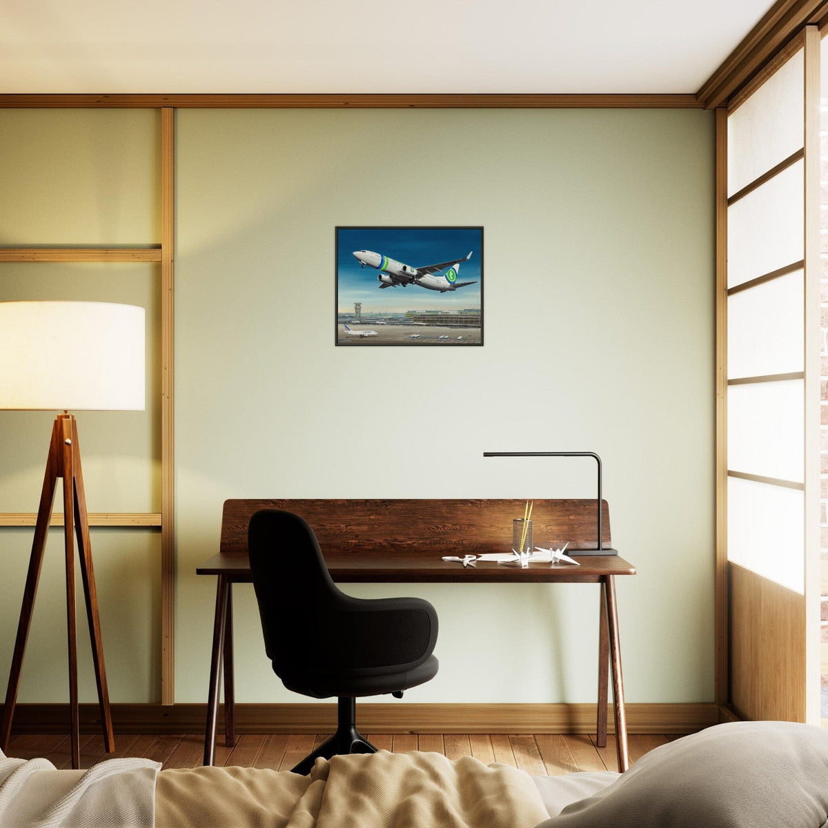 Thijs Postma - Poster - Boeing 737-800 Transavia Orly - Metal Frame Poster - Metal Frame TP Aviation Art 