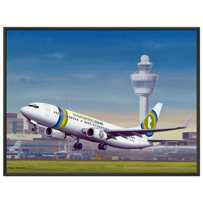 Thijs Postma - Poster - Boeing 737-800 Transavia Schiphol Airport - Metal Frame Poster - Metal Frame TP Aviation Art 45x60 cm / 18x24″ 
