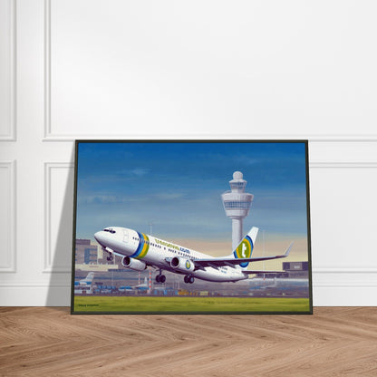 Thijs Postma - Poster - Boeing 737-800 Transavia Schiphol Airport - Metal Frame Poster - Metal Frame TP Aviation Art 