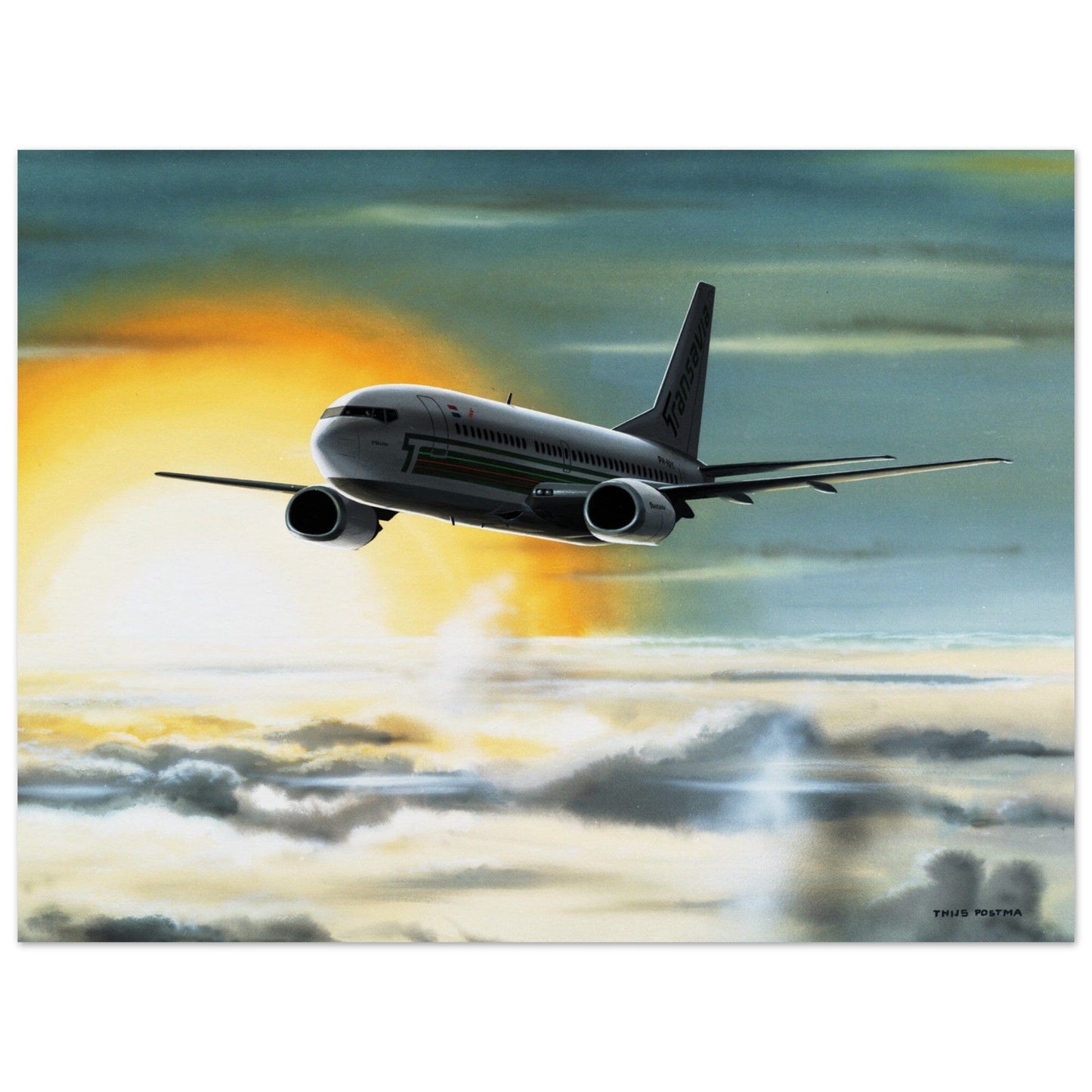 Thijs Postma - Poster - Boeing 737 Transavia Sunset Poster Only TP Aviation Art 45x60 cm / 18x24″ 