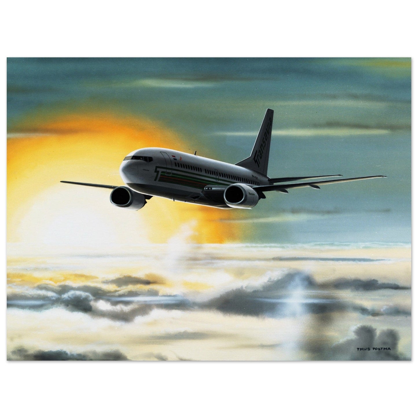 Thijs Postma - Poster - Boeing 737 Transavia Sunset Poster Only TP Aviation Art 60x80 cm / 24x32″ 