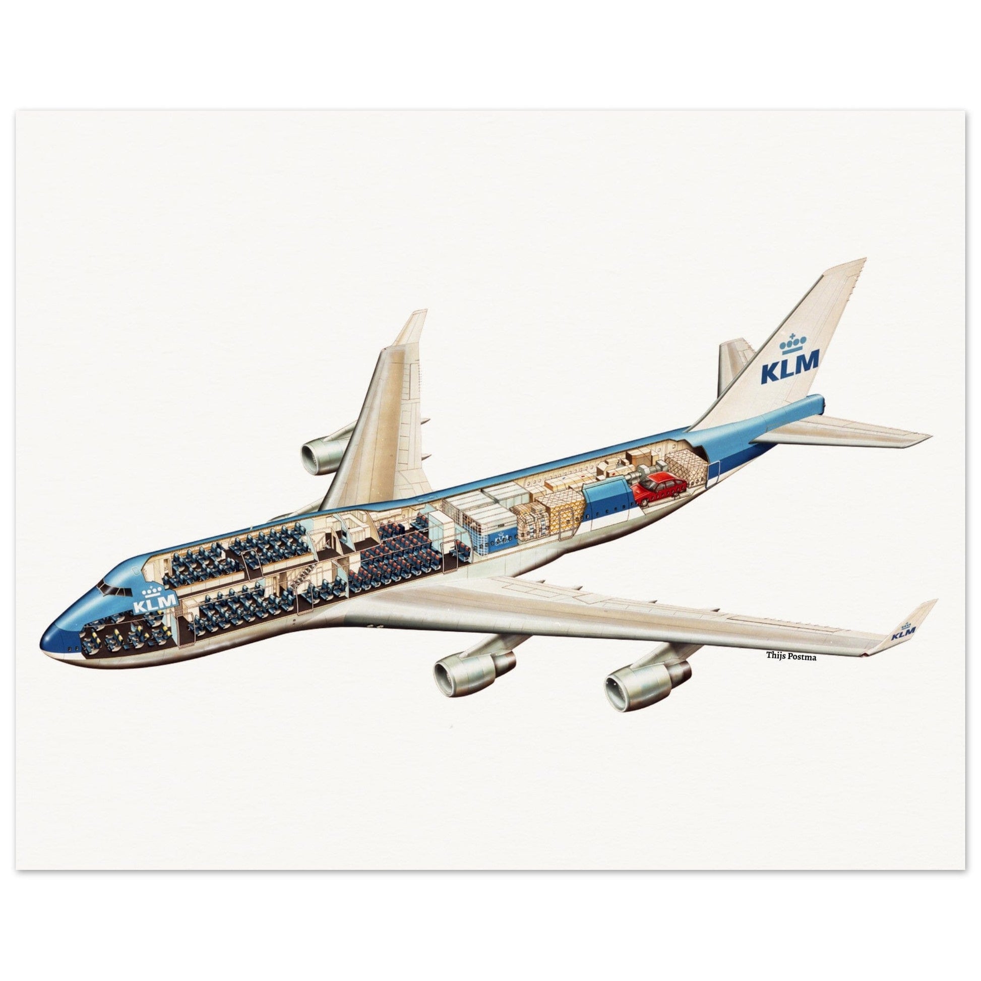 Thijs Postma - Poster - Boeing 747-400 KLM Combi Cutaway Poster Only TP Aviation Art 40x50 cm / 16x20″ 