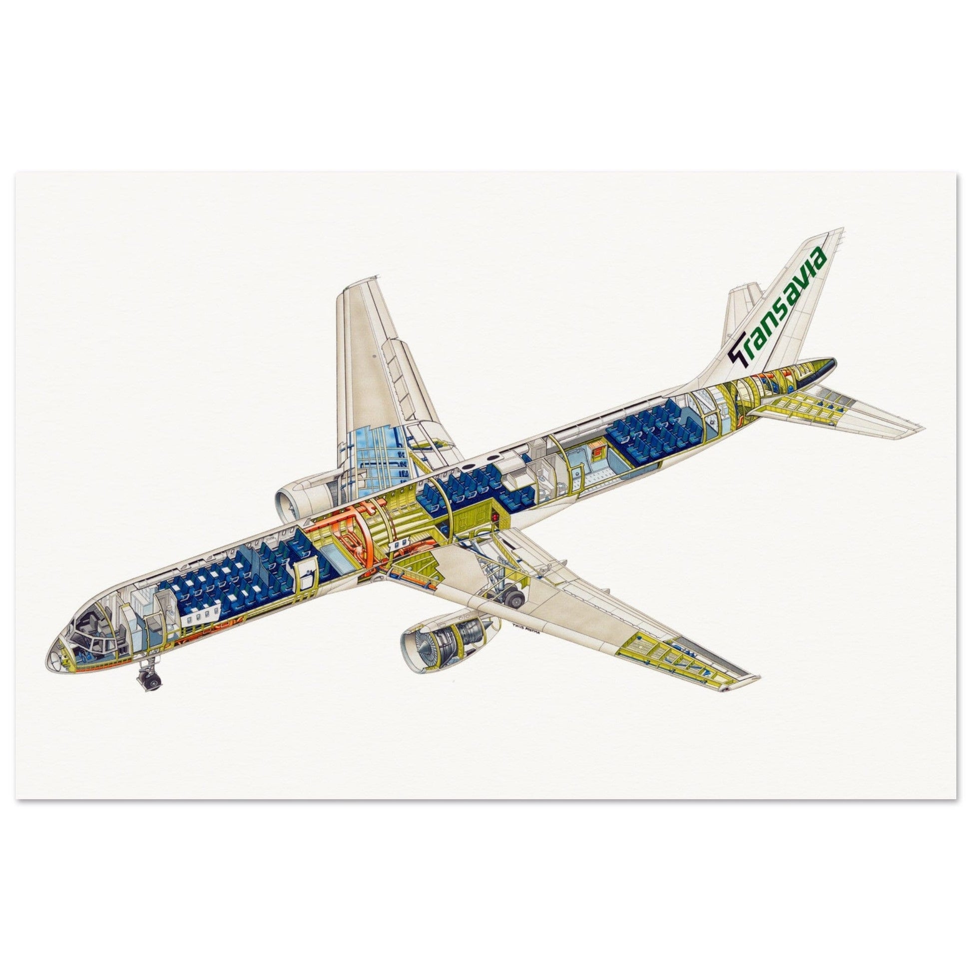 Thijs Postma - Poster - Boeing 757 Transavia Cutaway Poster Only TP Aviation Art 40x60 cm / 16x24″ 