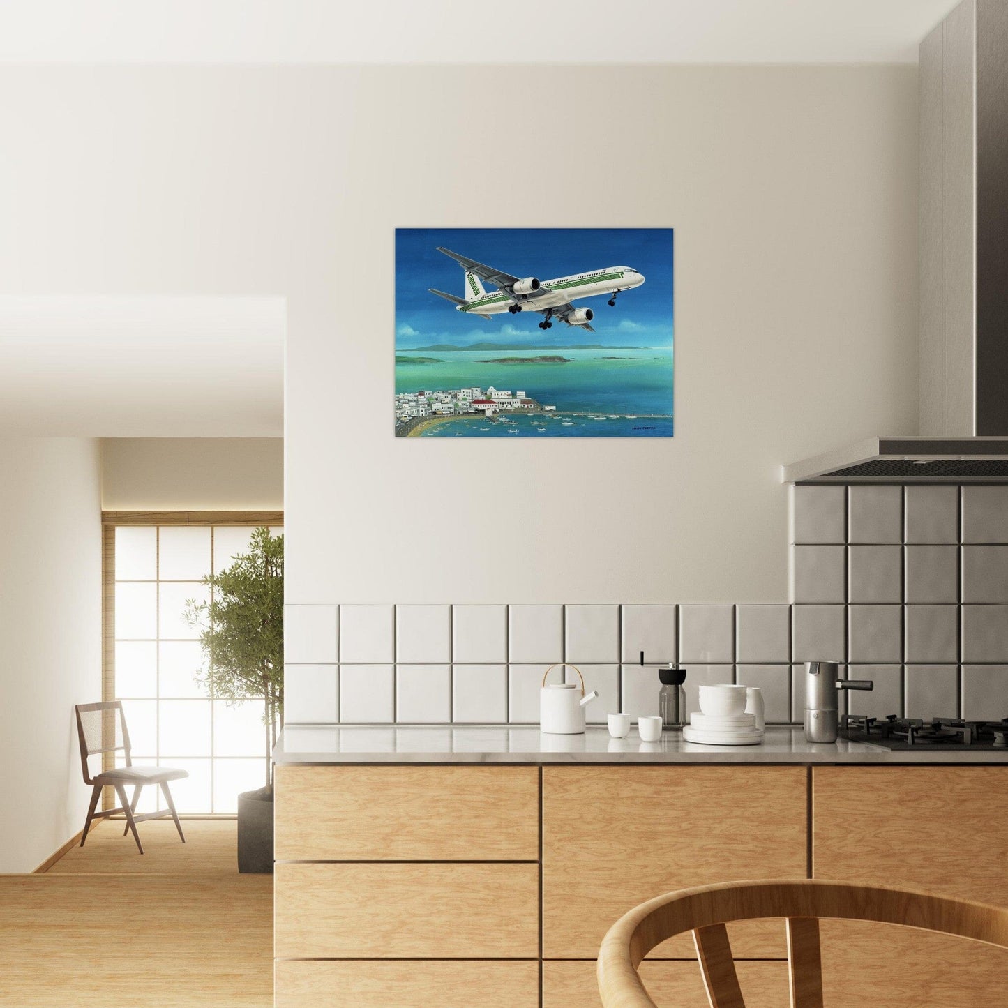 Thijs Postma - Poster - Boeing 757 Transavia - Greek Village Poster Only TP Aviation Art 