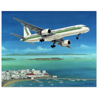 Thijs Postma - Poster - Boeing 757 Transavia - Greek Village Poster Only TP Aviation Art 40x50 cm / 16x20″ 