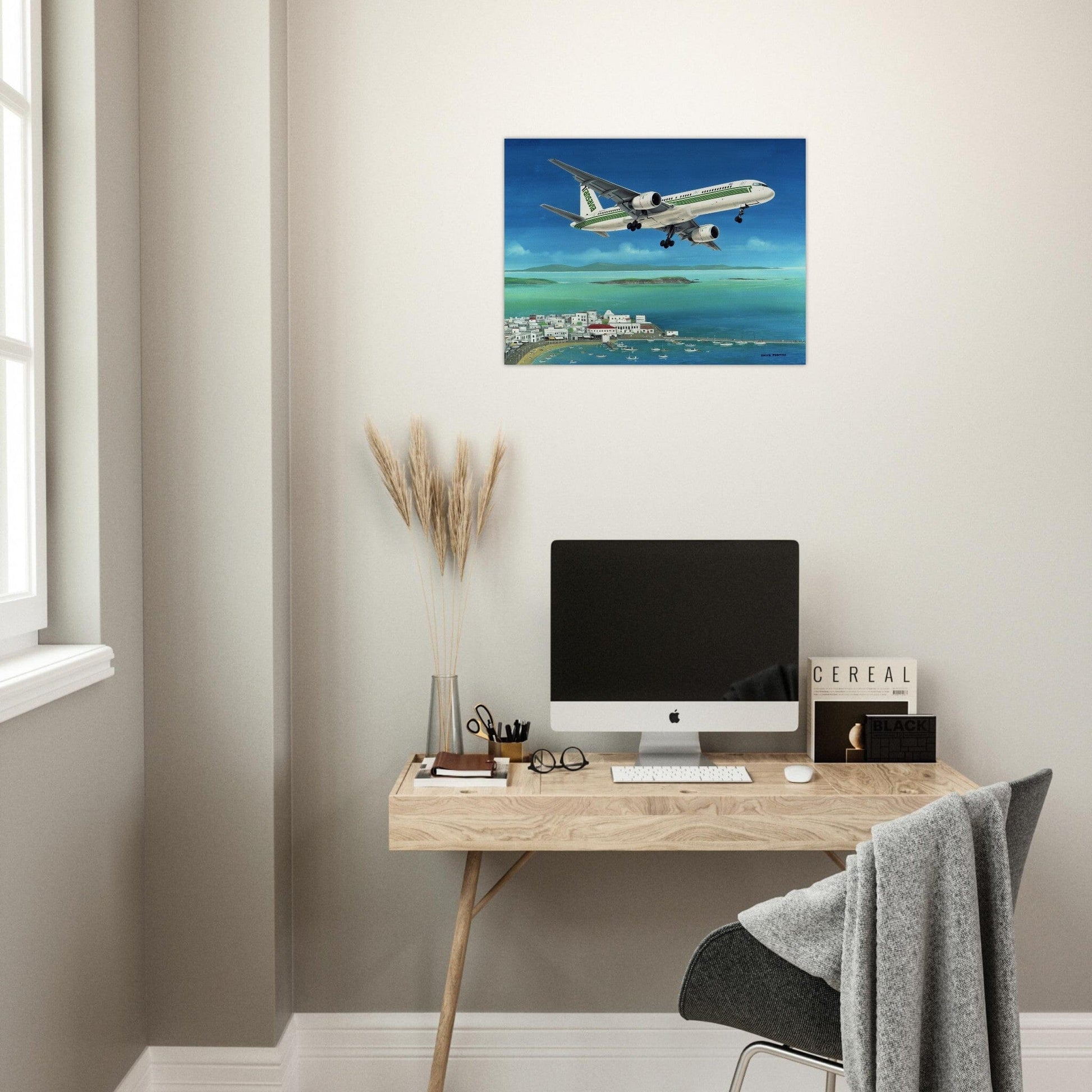 Thijs Postma - Poster - Boeing 757 Transavia - Greek Village Poster Only TP Aviation Art 