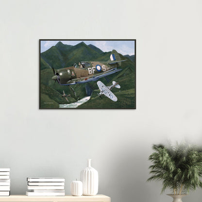 Thijs Postma - Poster - CA-13 Boomerang On Patrol - Metal Frame Poster - Metal Frame TP Aviation Art 