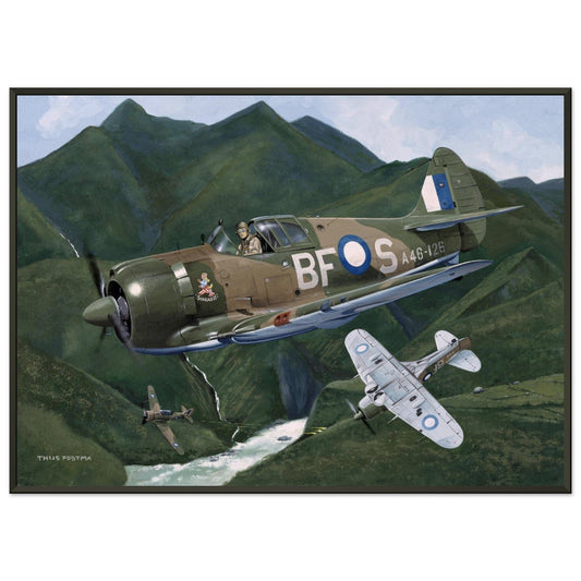 Thijs Postma - Poster - CA-13 Boomerang On Patrol - Metal Frame Poster - Metal Frame TP Aviation Art 50x70 cm / 20x28″ 