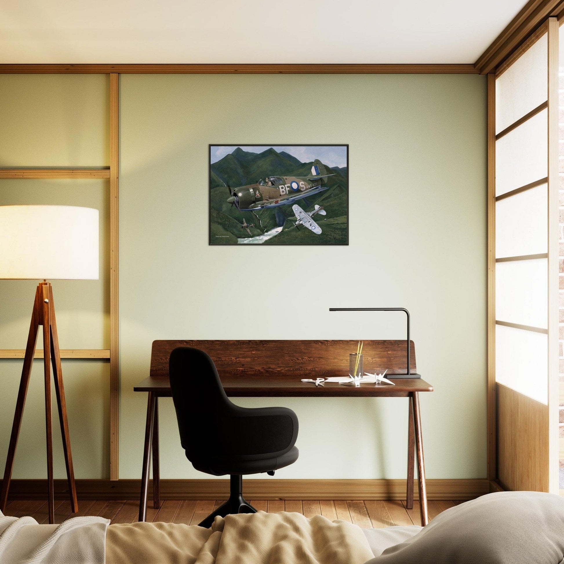 Thijs Postma - Poster - CA-13 Boomerang On Patrol - Metal Frame Poster - Metal Frame TP Aviation Art 