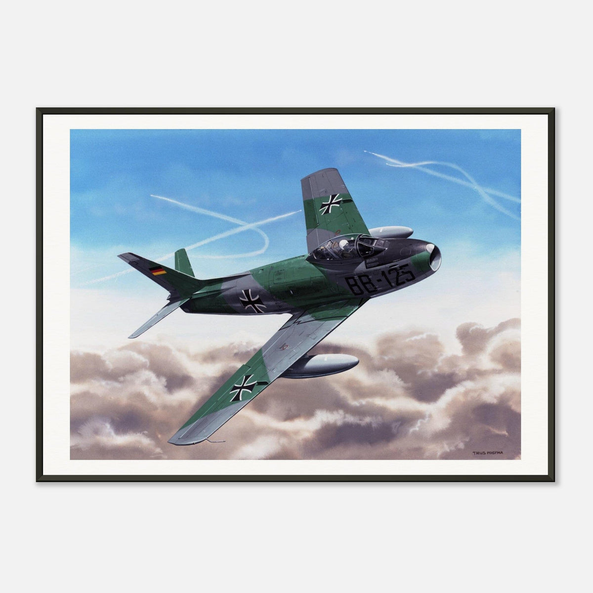 Thijs Postma - Poster - Canadair Sabre Mk.5 Luftwaffe - Metal Frame Poster - Metal Frame TP Aviation Art 50x70 cm / 20x28″ 