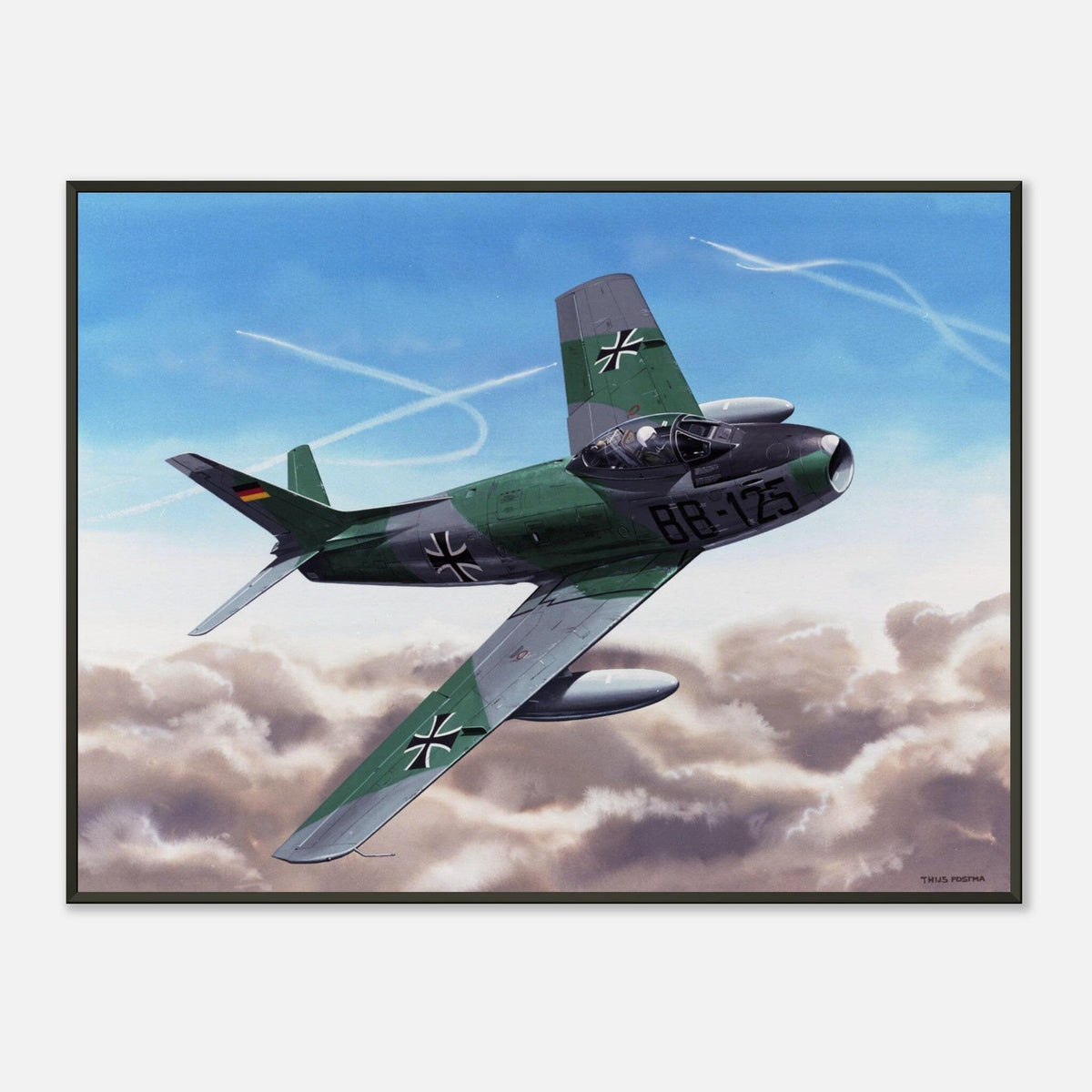Thijs Postma - Poster - Canadair Sabre Mk.5 Luftwaffe - Metal Frame Poster - Metal Frame TP Aviation Art 60x80 cm / 24x32″ 